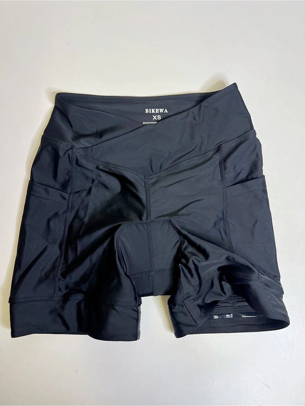 Bikewa Women's 4D Padded Cycling Shorts Crossover Waist Black XS